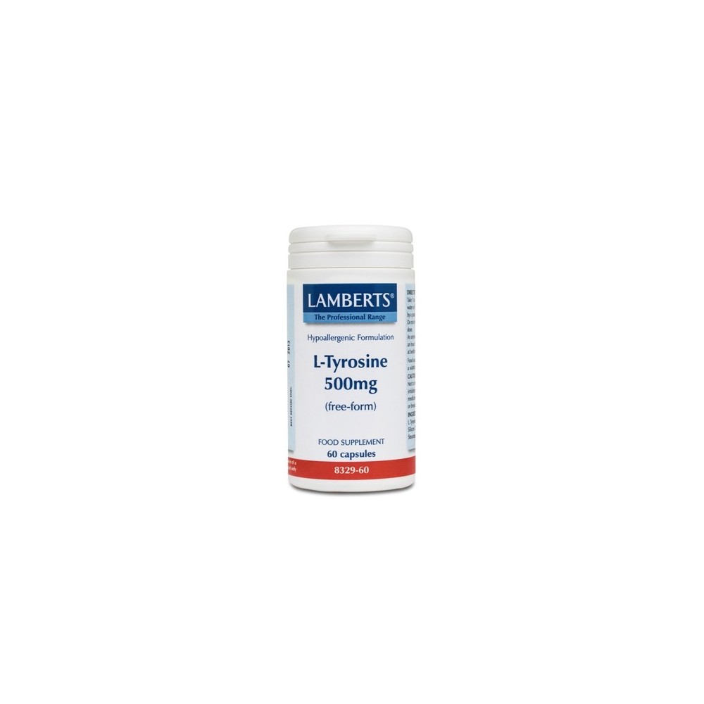 Lamberts L-Tyrosine-500mg, Καλή Λειτουργεία Θυροειδούς & Εγκεφάλου 60caps